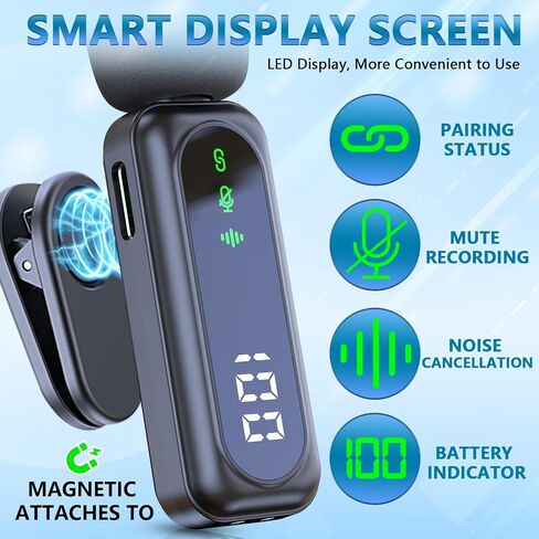 Wireless Mini Microphone for iPhone 15/16, iPad, Android, Wireless Lavalier Microphone with Noise Reduction, Portable USB C Lapel Mic for Video Recording, Vlog, Tiktok, YouTube in Saudi Arabia