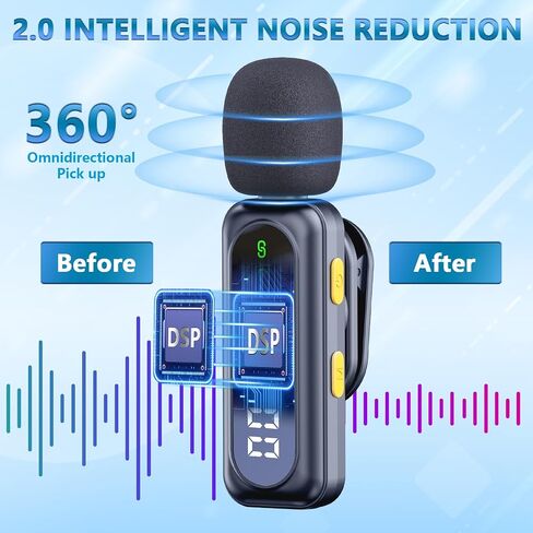 Wireless Mini Microphone for iPhone 15/16, iPad, Android, Wireless Lavalier Microphone with Noise Reduction, Portable USB C Lapel Mic for Video Recording, Vlog, Tiktok, YouTube in Saudi Arabia