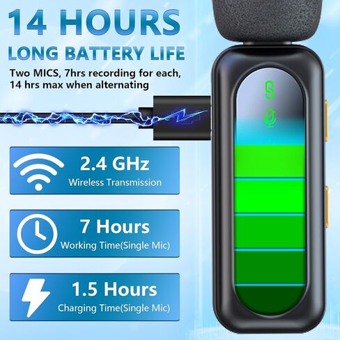Wireless Mini Microphone for iPhone 15/16, iPad, Android, Wireless Lavalier Microphone with Noise Reduction, Portable USB C Lapel Mic for Video Recording, Vlog, Tiktok, YouTube in Saudi Arabia