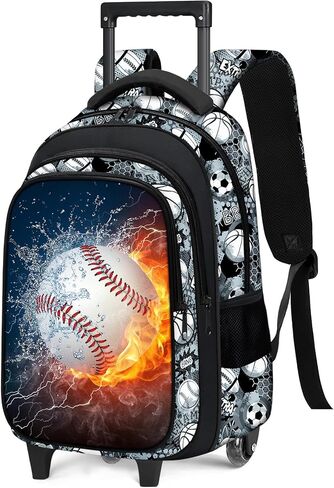 Baseball Rolling Backpack for Boys - 3PCS Boys Rolling Backpack with Lunch Box Set for Kids Children Teens Elementary Middle School,Sport Roller Bookbag with Wheels for Age 6-18 in Saudi Arabia