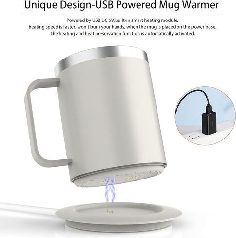 Self Heating Coffee Mug for Desk,Heated Cup with 10Hrs Auto Shut Off, USB Powered Mug Warmer Set (12oz-Royal Blue) in Saudi Arabia