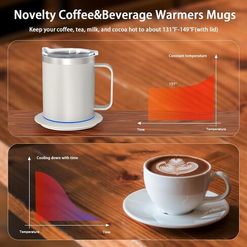 Self Heating Coffee Mug for Desk,Heated Cup with 10Hrs Auto Shut Off, USB Powered Mug Warmer Set (12oz-Royal Blue) in Saudi Arabia