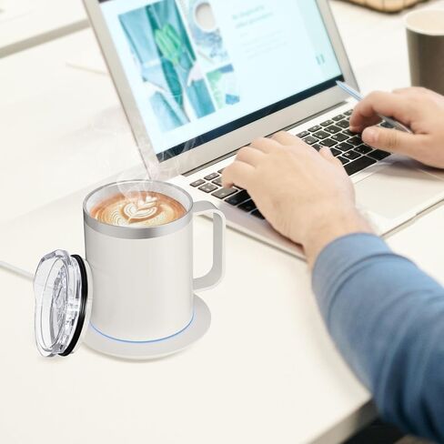 Self Heating Coffee Mug for Desk,Heated Cup with 10Hrs Auto Shut Off, USB Powered Mug Warmer Set (12oz-Royal Blue) in Saudi Arabia