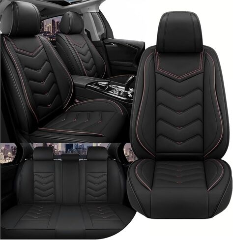 أغطية مقعد السيارة لتويوتا كورولا 2000-2025 ، غطاء مقعد رياضي أنيق ، غطاء مقعد سيارة نابا الممتاز. أغطية مقعد السيارات مجموعات (5 مقاعد قياسية/أحمر أسود) in Kuwait