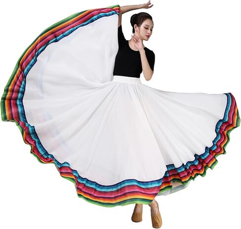 Women's Lyrical Dance Skirt - Chiffon Swing Long Skirt for Mexican & Flamenco Dance in Kuwait