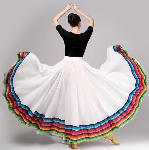 Women's Lyrical Dance Skirt - Chiffon Swing Long Skirt for Mexican & Flamenco Dance in Kuwait