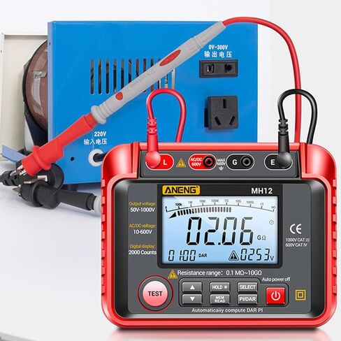 HD Display Digital Megohmmeter Insulation Series Digital Tester Electrical High Resistance Meter Insulation Resistance Tester Insulation Meter Digital Megohmmeter High Precision ANENG MH12 in Saudi Arabia