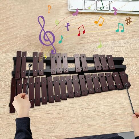 Foldable Glockenspiel Xylophone, 30 Note Glockenspiel, Xylophone 5mm Thickness Aluminum Bars Percussion Musical Instrument with Carrying Bag 2 Mallets Gift for Beginners Students in Saudi Arabia