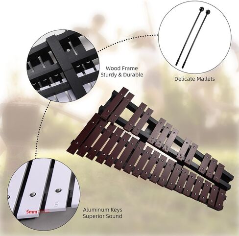 Foldable Glockenspiel Xylophone, 30 Note Glockenspiel, Xylophone 5mm Thickness Aluminum Bars Percussion Musical Instrument with Carrying Bag 2 Mallets Gift for Beginners Students in Saudi Arabia