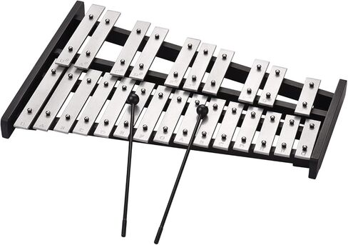 25 ملاحظة Glockenspiel Xylophone للبالغين Kids Metal Bars Wooden Base تشمل 2 مطرقة تحمل حقيبة Glockenspiel أداة توسيع الاهتمام الموسيقي in Saudi Arabia