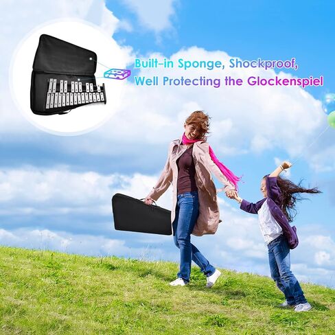 25 ملاحظة Glockenspiel Xylophone للبالغين Kids Metal Bars Wooden Base تشمل 2 مطرقة تحمل حقيبة Glockenspiel أداة توسيع الاهتمام الموسيقي in Saudi Arabia