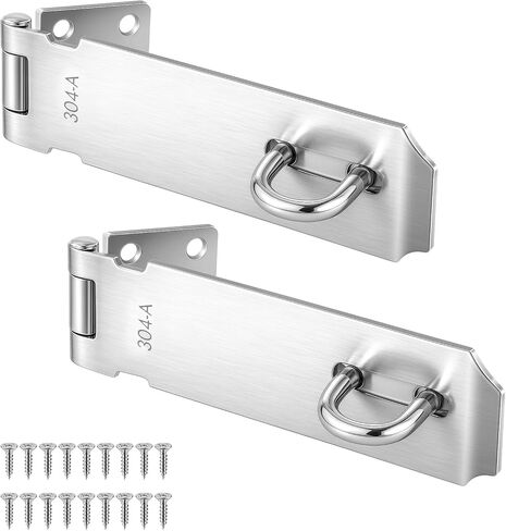 2 PCS Door Locks Hasp Latch ، قفل سلامة السلامة من الفولاذ المقاوم للصدأ 5 بوصات ، قفل مفصلات كثيفة إضافية مع مسامير ، لمشاهدة البوابة ، خزانة ، خزانة ، سقيفة (5 بوصات) in Kuwait