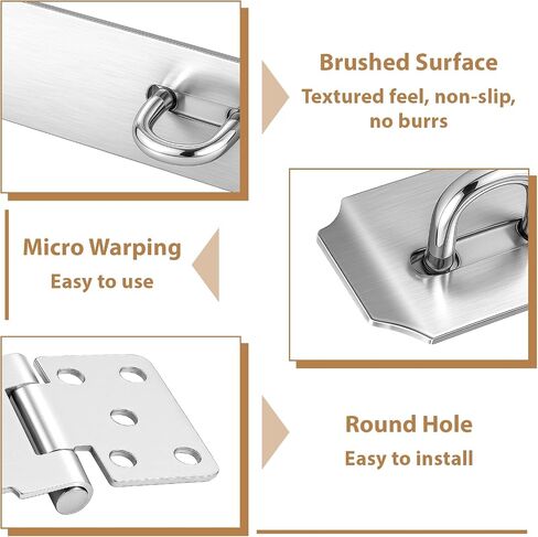 2 PCS Door Locks Hasp Latch ، قفل سلامة السلامة من الفولاذ المقاوم للصدأ 5 بوصات ، قفل مفصلات كثيفة إضافية مع مسامير ، لمشاهدة البوابة ، خزانة ، خزانة ، سقيفة (5 بوصات) in Kuwait