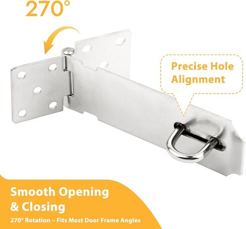 2 PCS Door Locks Hasp Latch ، قفل سلامة السلامة من الفولاذ المقاوم للصدأ 5 بوصات ، قفل مفصلات كثيفة إضافية مع مسامير ، لمشاهدة البوابة ، خزانة ، خزانة ، سقيفة (5 بوصات) in Kuwait