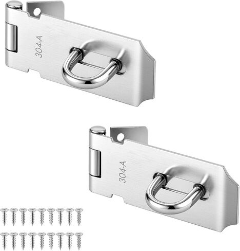 2 PCS Door Locks Hasp Latch ، قفل سلامة السلامة من الفولاذ المقاوم للصدأ 5 بوصات ، قفل مفصلات كثيفة إضافية مع مسامير ، لمشاهدة البوابة ، خزانة ، خزانة ، سقيفة (5 بوصات) in Kuwait