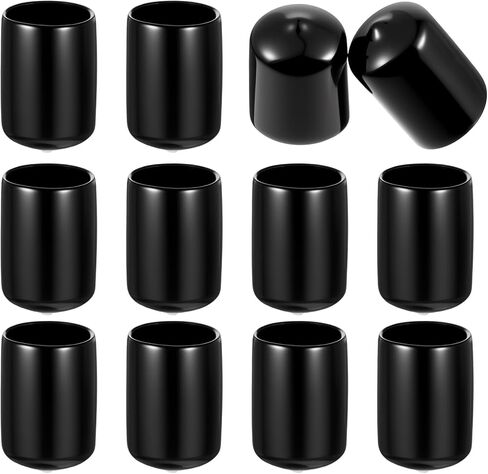 12 PCS 1 بوصة أغطية مطاطية ومقابس ، غطاء نهائي مستدير لمادة أنابيب معدنية أغطية مطاطية من الفينيل السود in Saudi Arabia