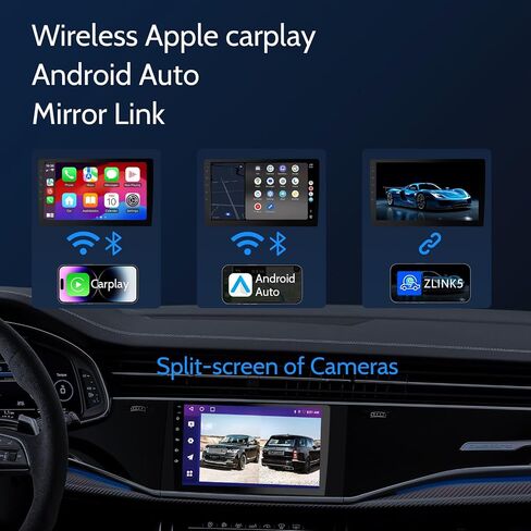 9" Wireless Double Din Car Stereo Apple Carplay Radio Screen for Car Audio Receivers, Bluetooth 5.0,Wireless CarPlay Android Auto Touchscreen,GPS Navigation,Voice Control,Backup Camera,FM in Saudi Arabia