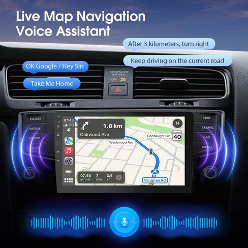 9" Wireless Double Din Car Stereo Apple Carplay Radio Screen for Car Audio Receivers, Bluetooth 5.0,Wireless CarPlay Android Auto Touchscreen,GPS Navigation,Voice Control,Backup Camera,FM in Saudi Arabia