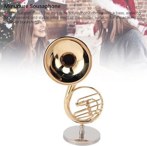 مصغرة Sousaphone Model Ornament ، نموذج عرض صك الموسيقي النحاس Sousaphone مع حامل وحالة ديكور المنزل in Saudi Arabia