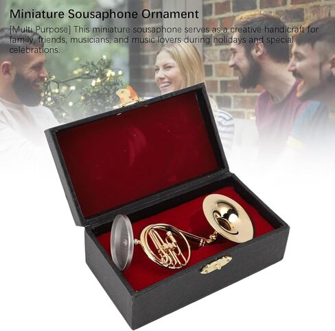 مصغرة Sousaphone Model Ornament ، نموذج عرض صك الموسيقي النحاس Sousaphone مع حامل وحالة ديكور المنزل in Saudi Arabia