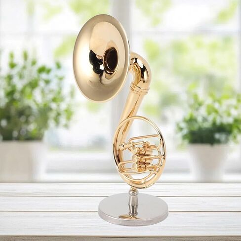 مصغرة Sousaphone Model Ornament ، نموذج عرض صك الموسيقي النحاس Sousaphone مع حامل وحالة ديكور المنزل in Saudi Arabia