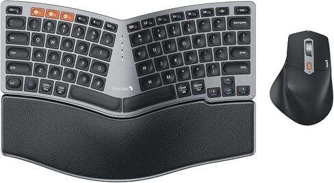 ProtoArc Bluetooth Ergonomic Keyboard Mouse, EKM04 Mini Compact Wireless Ergo Keyboard Mouse Combo, Split Design, Wrist Rest, Multi-Device, Rechargeable, for Windows/Mac - Black in Saudi Arabia