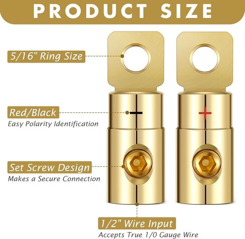 4 أجهزة كمبيوتر 1/0 موصل سلك المقياس 1/0 طرف بطارية AWG Gauge Gold Scre in Saudi Arabia