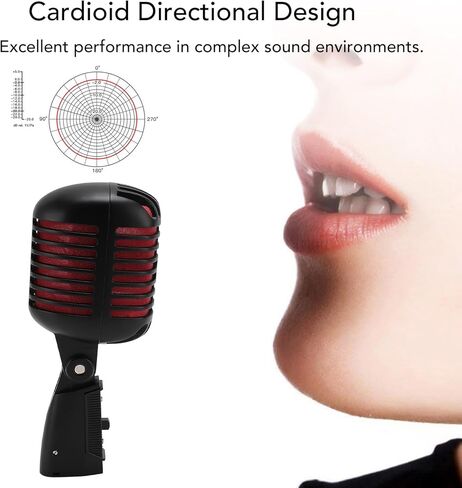 Classic Retro Dynamic Vocal Microphone, Professional Live Performance Cardioid Mic Old Vintage Studio Mic, Universal Vocal Recording Microphone for KTV, Stage Performance in Saudi Arabia