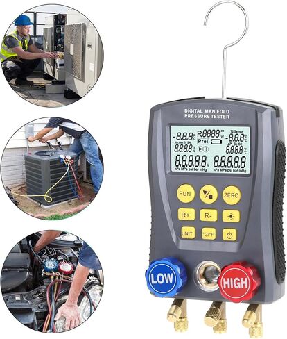 HUIOP DY517,Pressure Gauge Refrigeration Digital Vacuum Pressure Manifold Tester Meter HVAC Temperature Tester Digital Manifold Gauge Meter HVAC Vacuum Pressure in Saudi Arabia