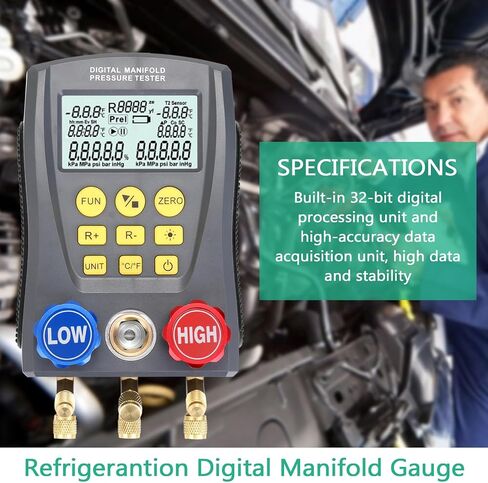 HUIOP DY517,Pressure Gauge Refrigeration Digital Vacuum Pressure Manifold Tester Meter HVAC Temperature Tester Digital Manifold Gauge Meter HVAC Vacuum Pressure in Saudi Arabia