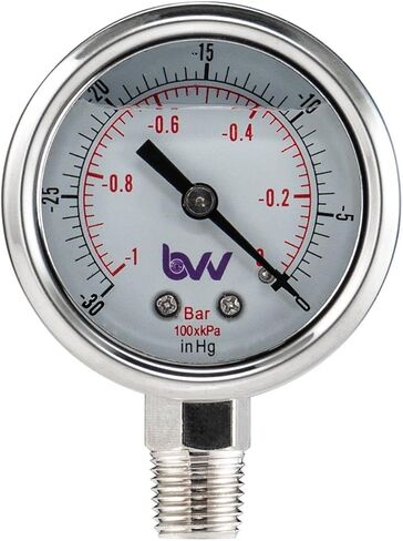 BVV القياسي المملوء بالجليليسيرين مقياس فراغ 0-(-30) مع قاعدة NPT 1/4 بوصة in Saudi Arabia