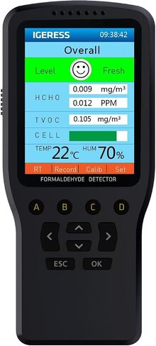 Air Quality Monitor Indoor, 8 in 1 Formaldehyde Detector, voc Meter, Detect Indoor HCHO,TVOC,AQI,PM2.5,PM10,PM1.0,Temperature and Humidity Tester. Colorful LCD Screen & USB Charging in Saudi Arabia