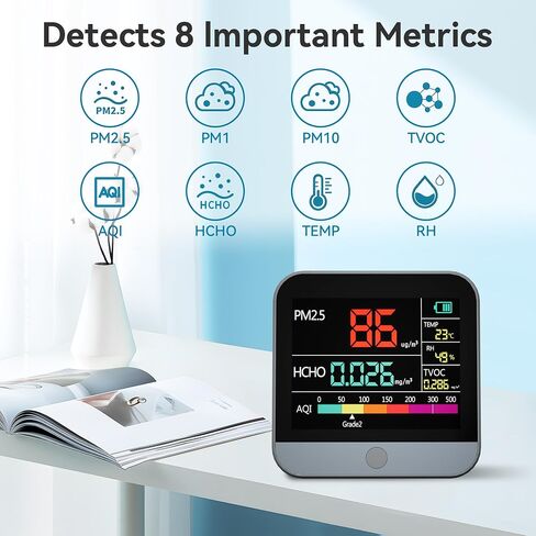 13 في 1 اختبار جودة الهواء للمنزل ، شاشة جودة الهواء الداخلية ، مع PM1/PM2.5/PM10/عداد الجسيمات/AQI/الرطوبة/TVOC/درجة الحرارة/الفورمالدهيد ، مستشعر جودة الهواء المحمول in Saudi Arabia