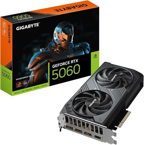 Gigabyte Geforce RTX 5060 Gaming OC 8G Graphics Card ، 8GB 128-bit GDDR7 ، PCIe 5.0 ، Windforce Cooling System ، GV-N5060Gaming OC-8GD Video Card in Kuwait