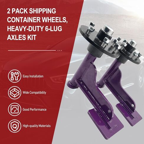 Shipping Container Wheels Kit 6-Lug Bolt On Wheels, Spindle Kit 8000LB Complete Assembly, Compatible with 40' Shipping Container Heavy-Duty Shipping Container, Black in Kuwait