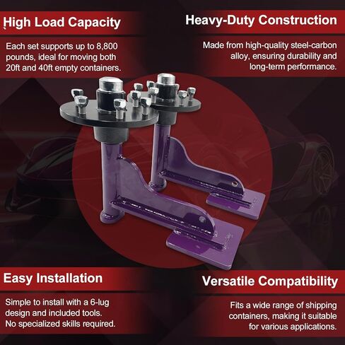Shipping Container Wheels Kit 6-Lug Bolt On Wheels, Spindle Kit 8000LB Complete Assembly, Compatible with 40' Shipping Container Heavy-Duty Shipping Container, Black in Kuwait