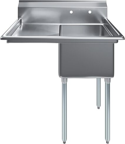 One Compartment Stainless Steel Commercial Kitchen Prep & Utility Sink with Left Drainboard | Bowl Size 18" x 18" X 12" | NSF in Saudi Arabia