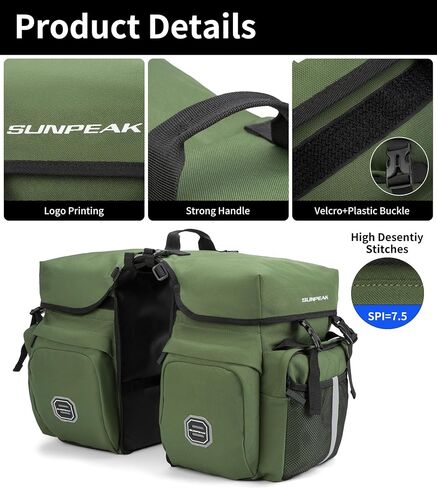 Bike Bag Accessories Panniers for Bicycle Rear Rack Bag 45L Waterproof Mountain Electric Bike Saddle Bag for Cycling Traveling Commuting Black in Kuwait