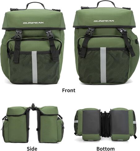 Bike Bag Accessories Panniers for Bicycle Rear Rack Bag 45L Waterproof Mountain Electric Bike Saddle Bag for Cycling Traveling Commuting Black in Kuwait