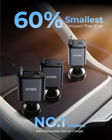 iPhone Car Charger Retractable Fast Phone Chargers, 4 in 1 Car Charger Cigarette Lighter Adapter with 2 Cables 30 Inch and 2 USB Ports, for iPhone 16/15/14/13/Pro, Gifts for Women Men-[Upgraded] in Saudi Arabia