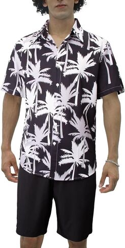 VahRuta Mens Beach Vacation Clothes 2025 Summer Outfits Floral Hawaiian Button Down Shirt and Shorts Set in Kuwait