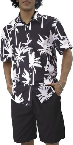 VahRuta Mens Beach Vacation Clothes 2025 Summer Outfits Floral Hawaiian Button Down Shirt and Shorts Set in Kuwait