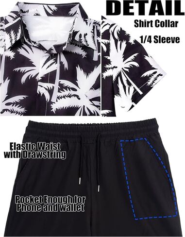 VahRuta Mens Beach Vacation Clothes 2025 Summer Outfits Floral Hawaiian Button Down Shirt and Shorts Set in Kuwait