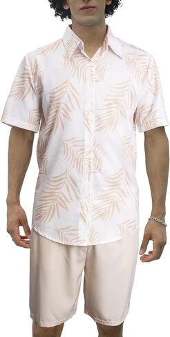 Vahruta Mens Beach Vacation Clothes 2025 Summer Outfits Floral Hawaiian Button Down Down Serts Set in Kuwait