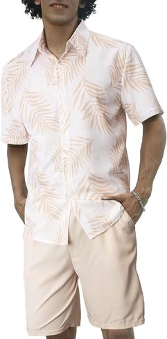Vahruta Mens Beach Vacation Clothes 2025 Summer Outfits Floral Hawaiian Button Down Down Serts Set in Kuwait