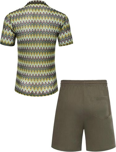 Mens 2 Pieces Outfits Summer Beach Set Tracksuit See Through Sheer Hollow Out Short Sleeve Lace Shirts and Shorts Sets in Kuwait