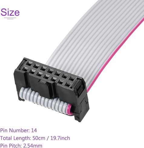 DMiotech 14Pins 2.54mm Pitch 50cm Length IDC Wire Flat Ribbon Cable FC to FC Connector A-Type Jumper Wire Gray for Computer LED Display DVD in Saudi Arabia