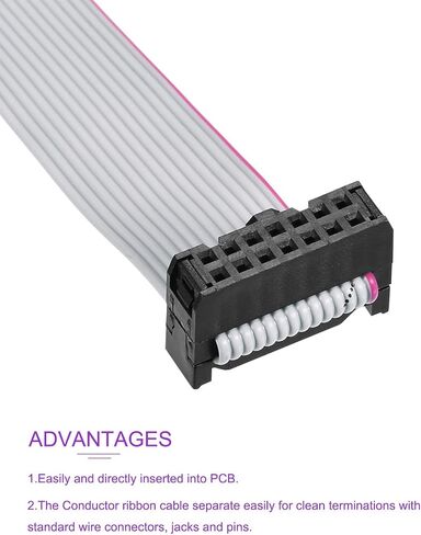 DMiotech 14Pins 2.54mm Pitch 50cm Length IDC Wire Flat Ribbon Cable FC to FC Connector A-Type Jumper Wire Gray for Computer LED Display DVD in Saudi Arabia