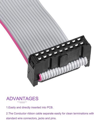 DMiotech 14Pins 2.54mm Pitch 50cm Length IDC Wire Flat Ribbon Cable FC to FC Connector A-Type Jumper Wire Gray for Computer LED Display DVD in Saudi Arabia