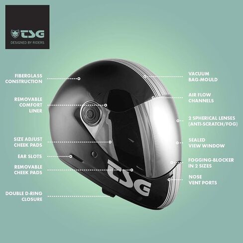 TSG - Pass Pro Full-face Helmet w/Two Visors | Performance Helmet for Downhill Skateboarding, E-Skating, E-Onewheeling, Longboarding | Compact, Aerodynamic | Scratch Proof Visor, Nose Ports, Anti Fog in Saudi Arabia